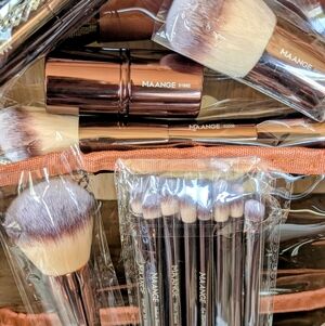 Transparent Brown Designer Cosmetic Bag With Set Of Brushes